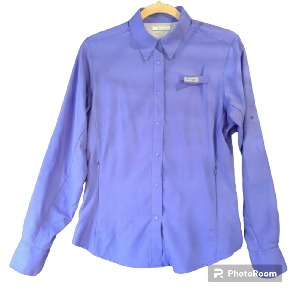 Columbia Sportswear Womens Top Purple Size PS 100% Polyester Roll Tab Sleeve